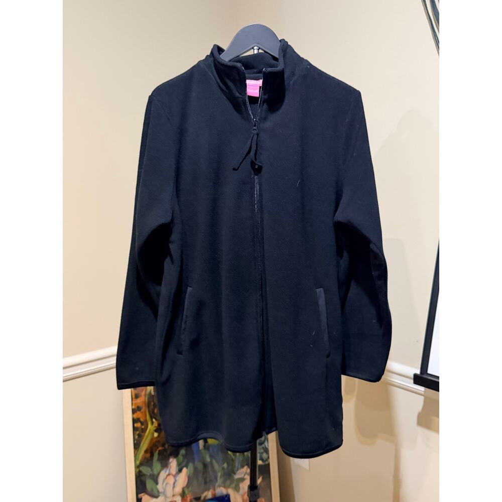 Woman Within Black fleece long jacket M